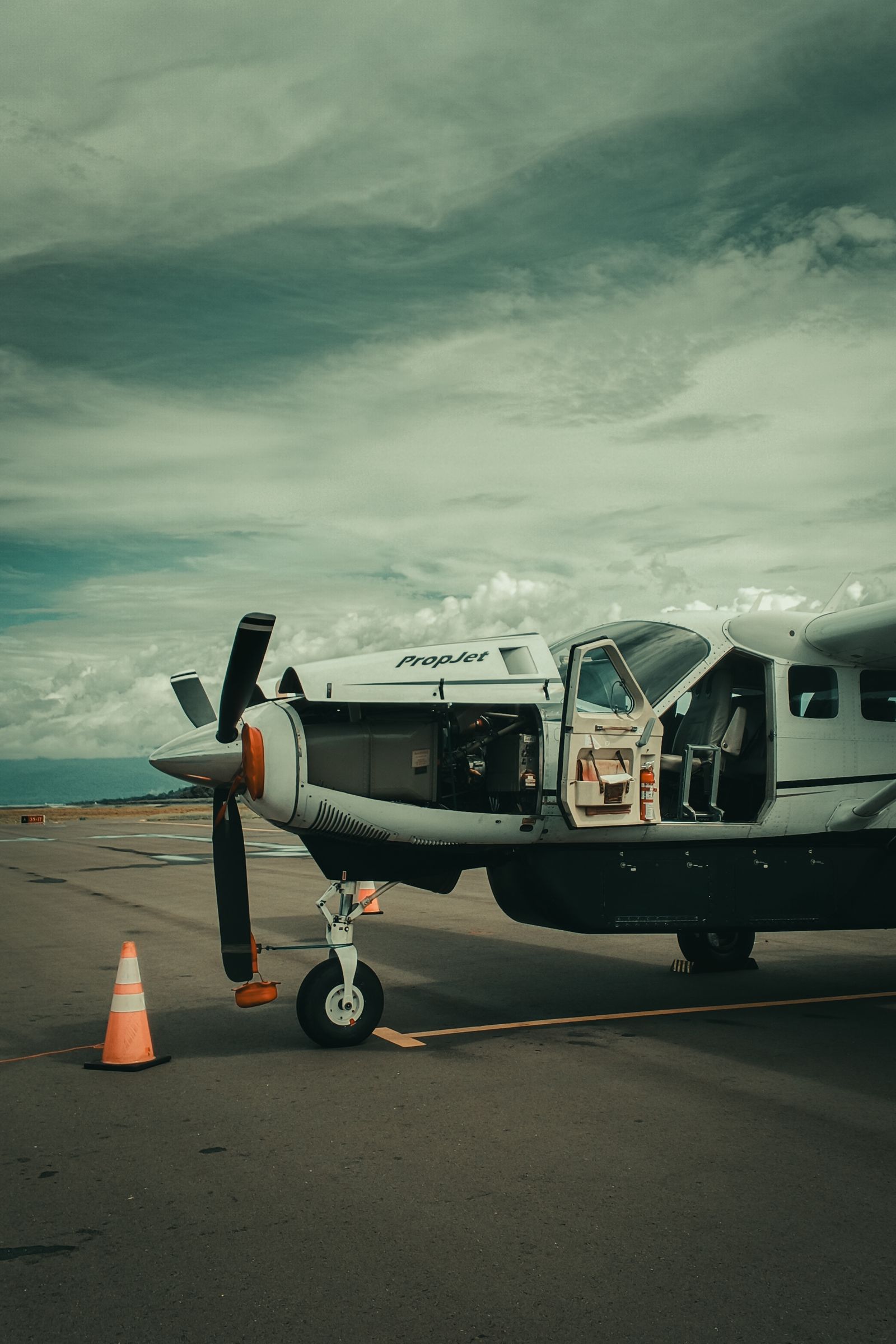 Small propeller plane on a runway