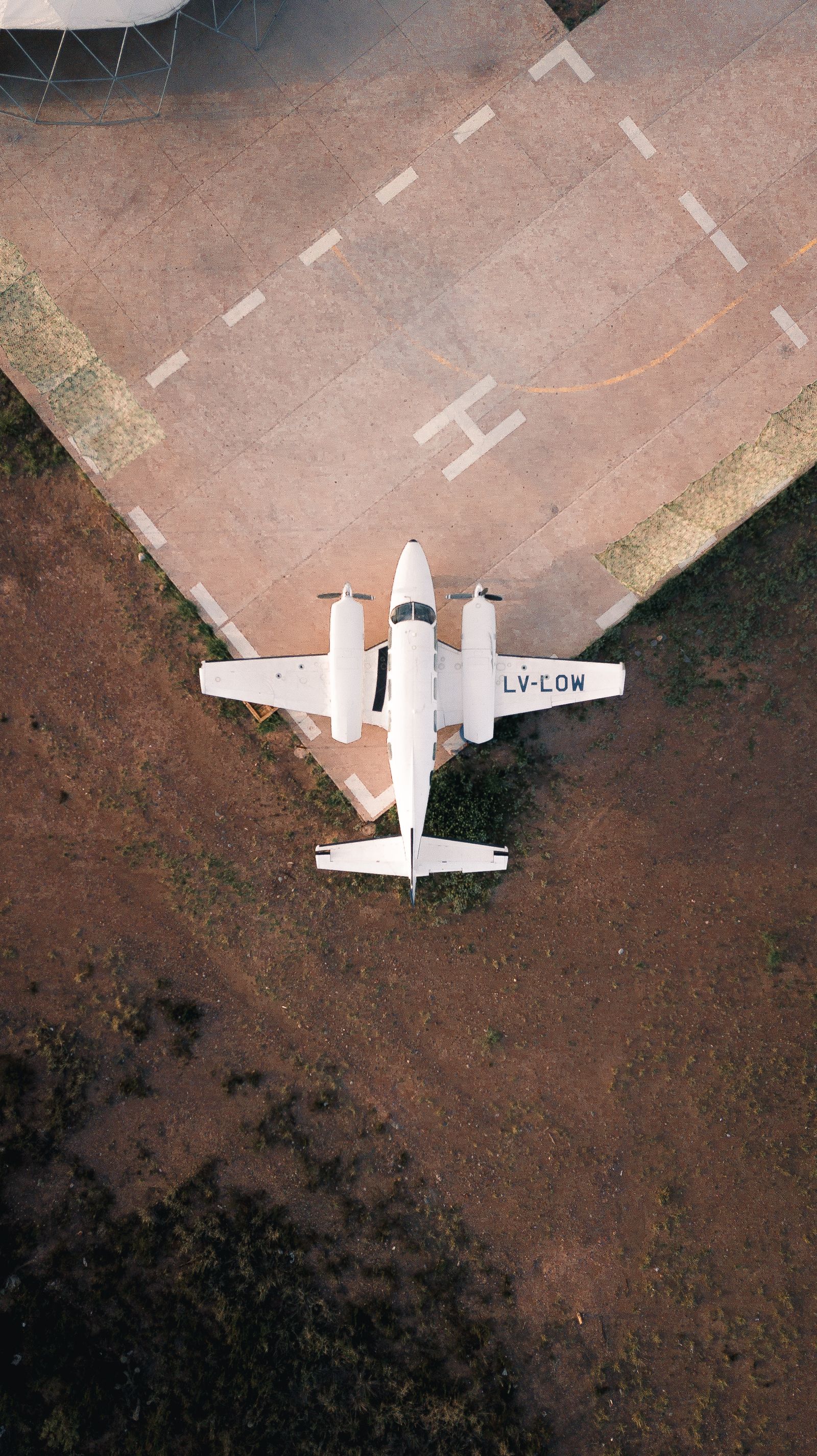 Light aircraft photographed from above